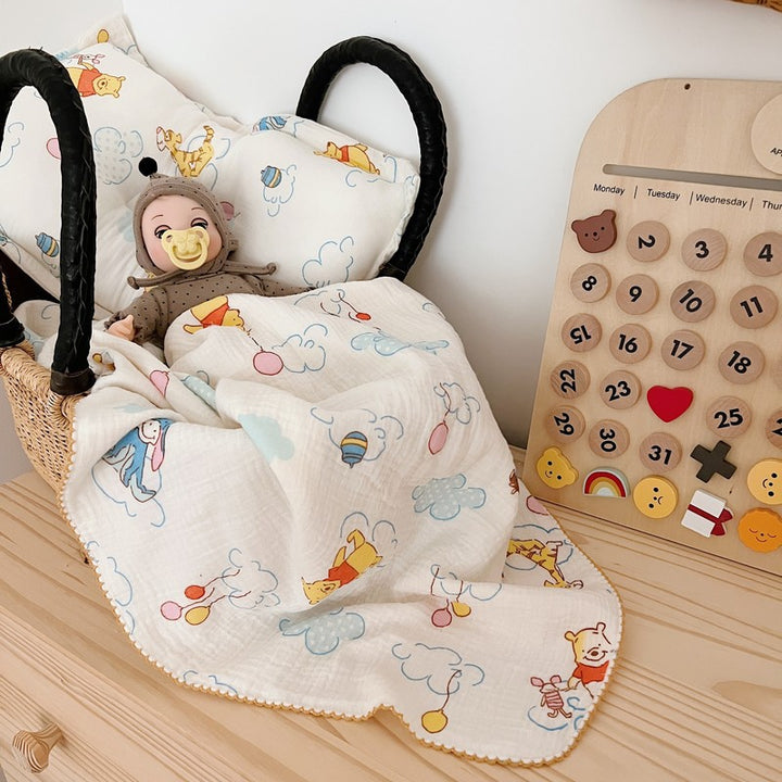 Unisex Cozy Muslin Blanket med Munter Winnie Pooh Motiv Luvikno
