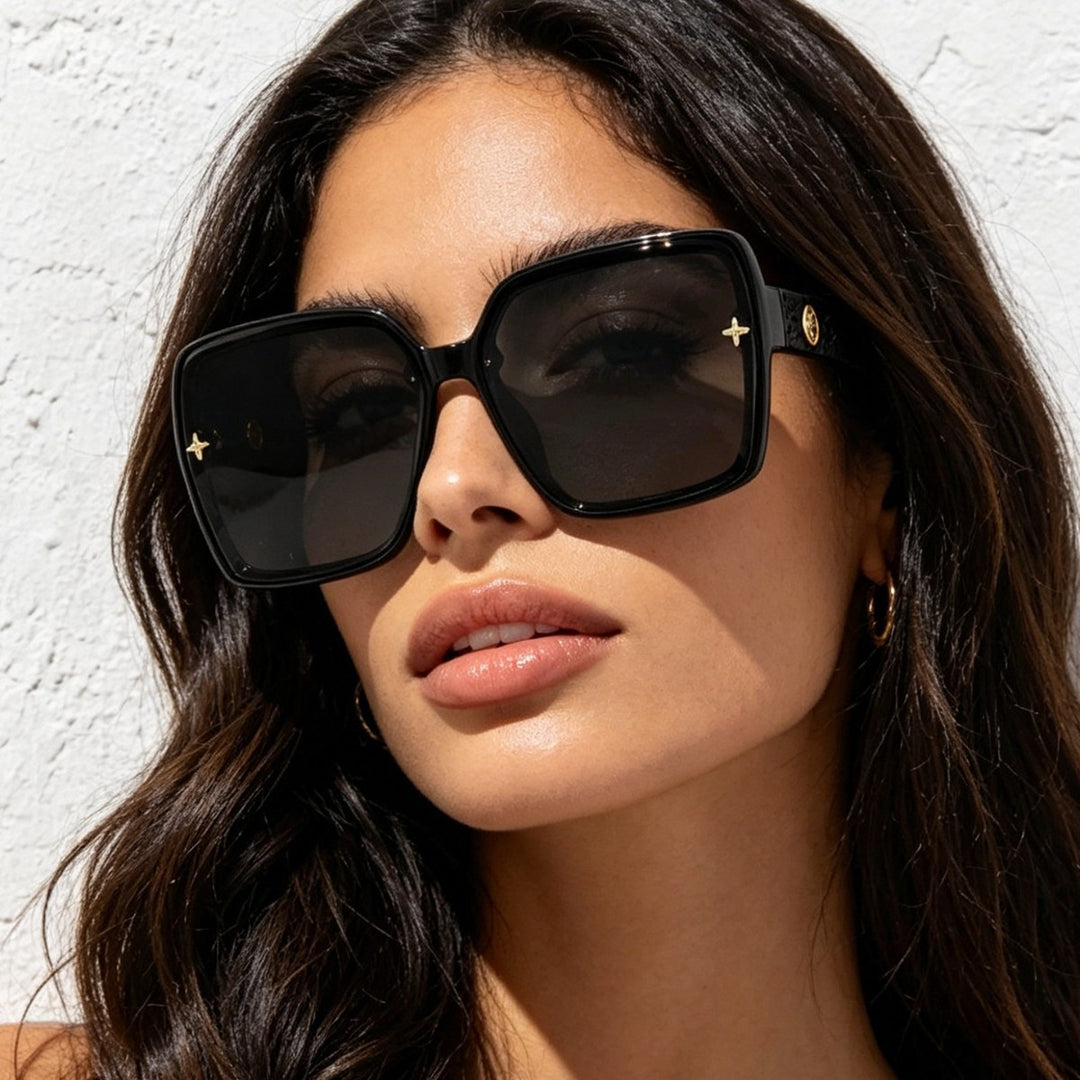 Dame oversized kvadratisk solbrille med elegant design Luvikno