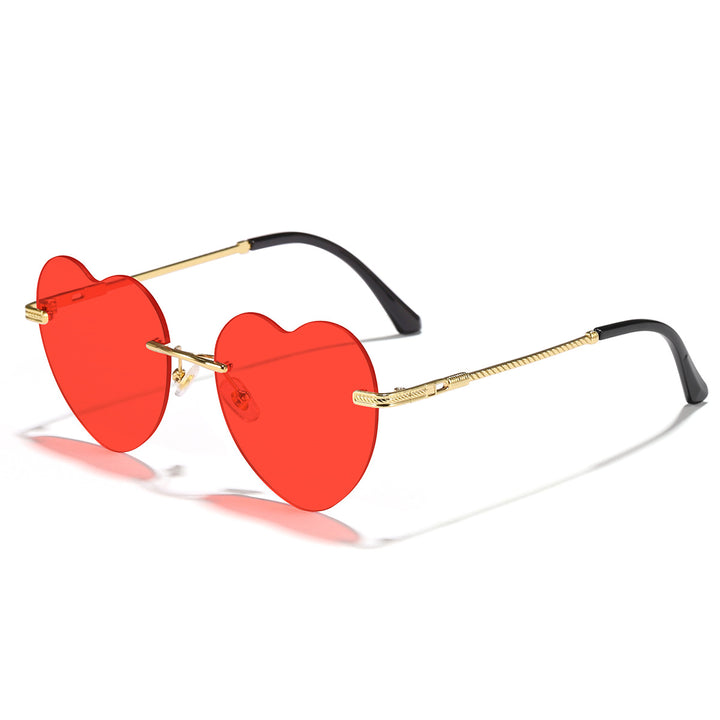Dame hjerteformet solbrille med speilglass og gullramme Luvikno