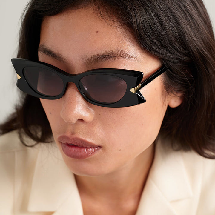 Dame Cat-Eye Solbrille med stilfull metalldetalj og UV-beskyttelse Luvikno
