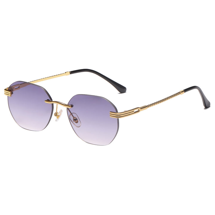 Dame moteriktig geometrisk solbrille med dekorativ metallegering Luvikno