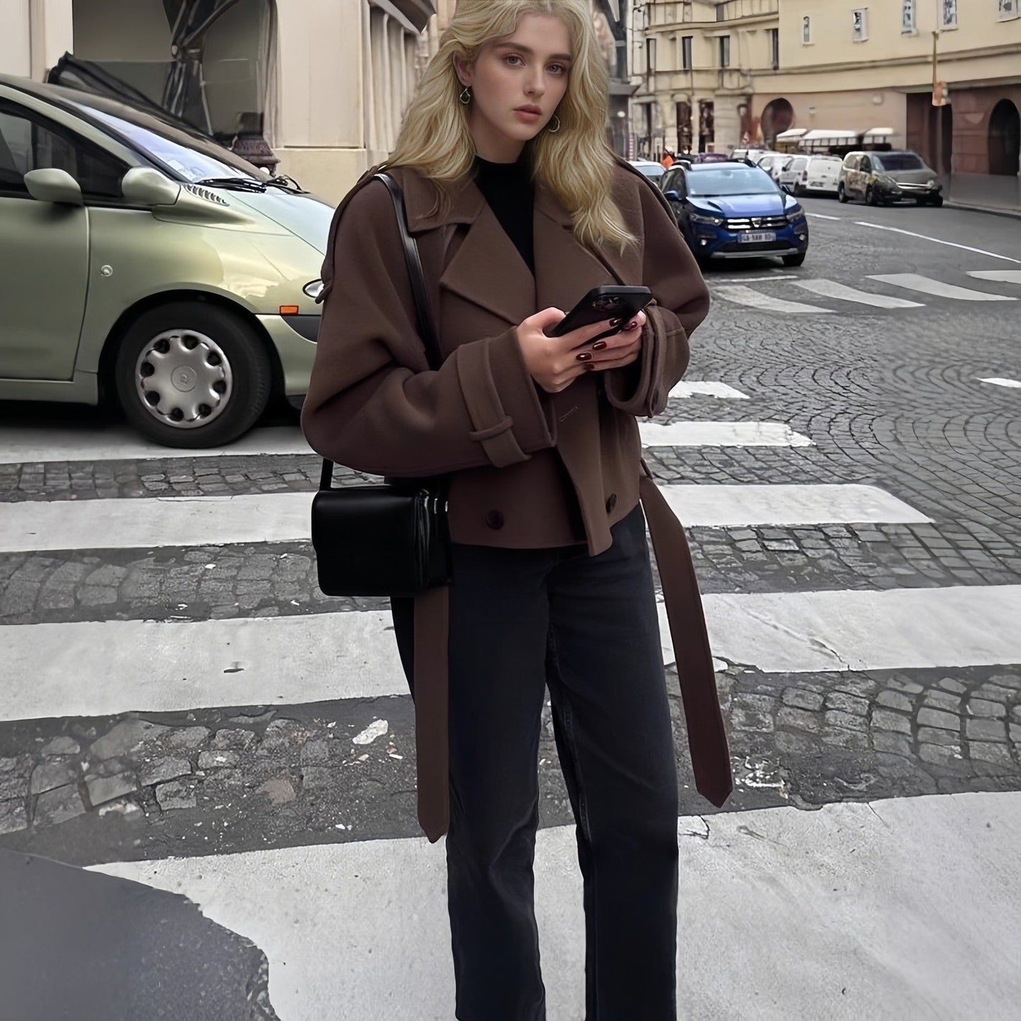 Luvik | Naisille muotitietoinen cropped takki trench-tyyliin