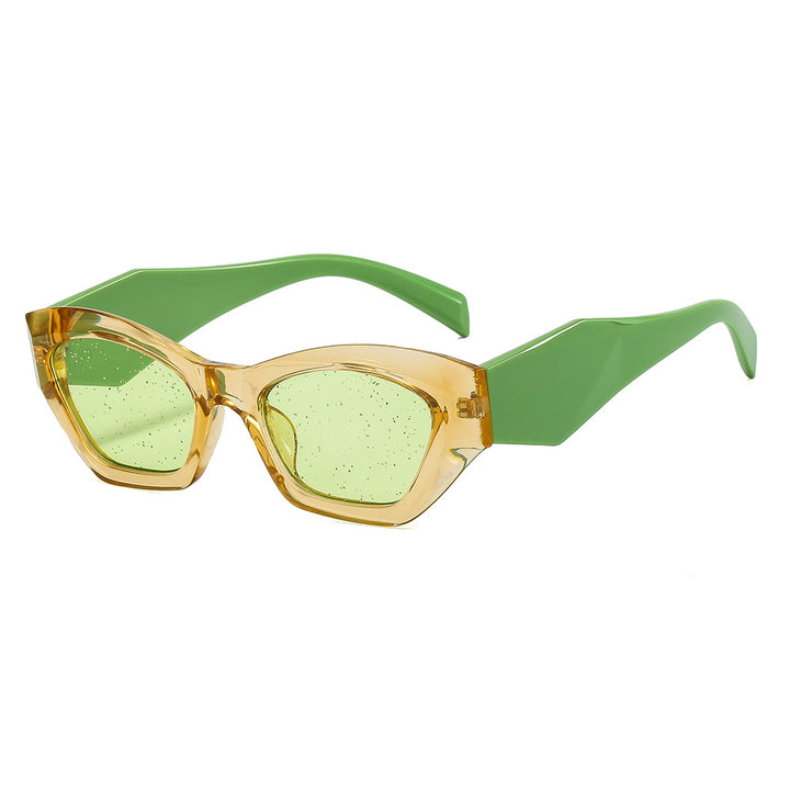 Dame geometrisk designer solbrille med glitrende ramme Luvikno