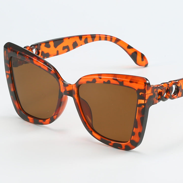 Dame moderne Cat-Eye solbriller med klar ramme og UV-beskyttelse Luvikno