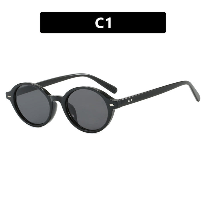 Dame rund solbrille med moderne design og polariserte glass Luvikno