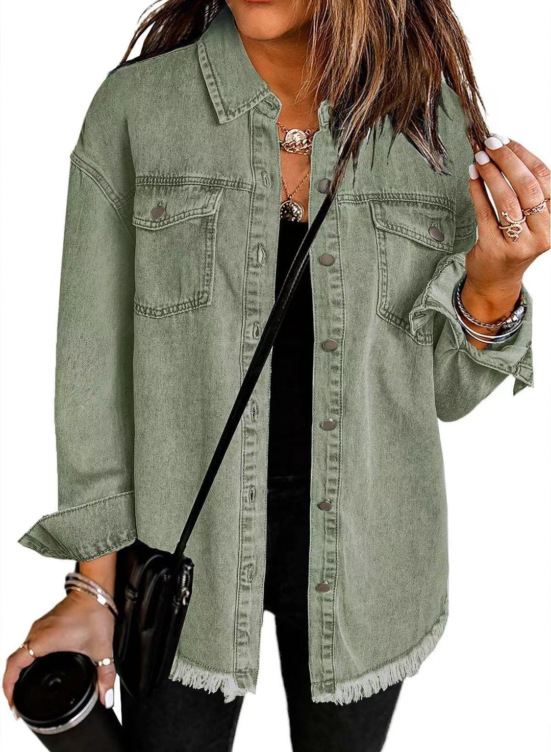 Femme Slitt Denim Vestjakke Luvik
