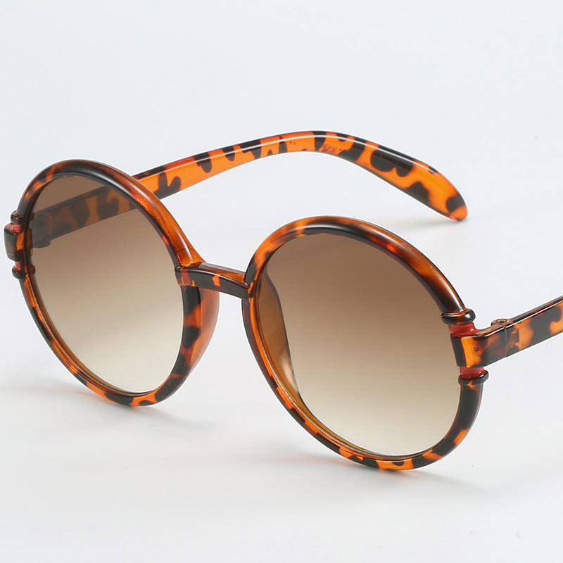 Dame rund solbrille i trendy leopardmønster med UV-beskyttelse Luvikno