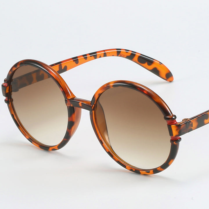 Dame rund solbrille i trendy leopardmønster med UV-beskyttelse Luvikno