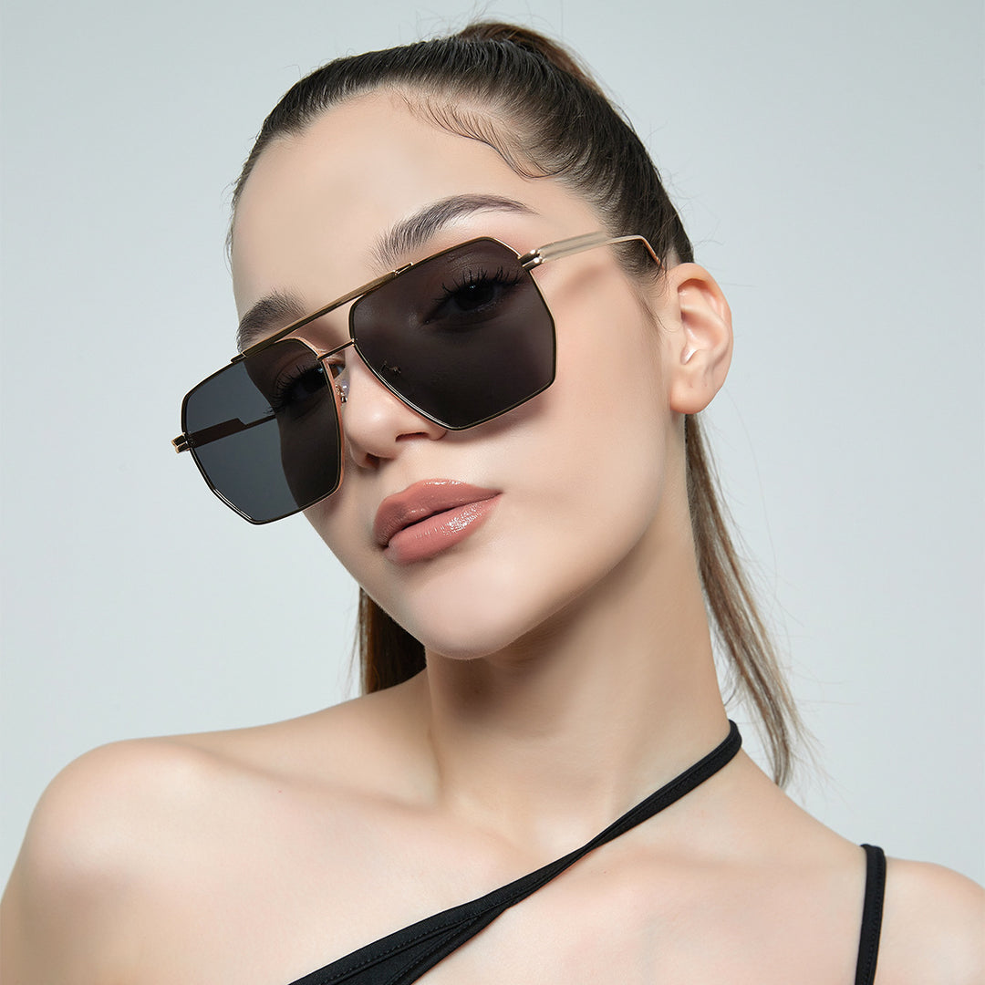 Damer elegant sekskantet solbrille Luvikno