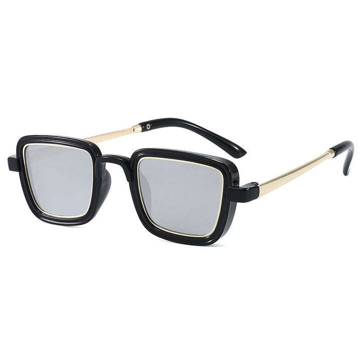 Dame firkantet solbrille med gjennomsiktig ramme og gyldne detaljer Luvikno