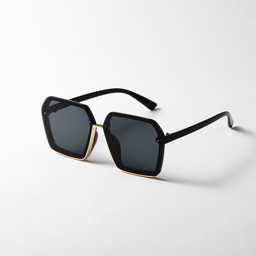 Dame kreative oversized solbriller med unik geometri Luvikno
