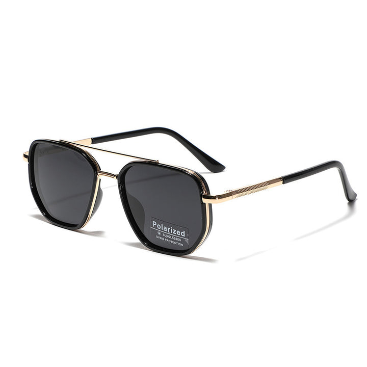 Dame kvadratisk solbrille med polarisert glass og elegant metallramme Luvikno