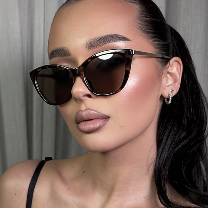 Dame elegant Cat-Eye solbrille med høy kvalitet ramme og UV-beskyttelse Luvikno