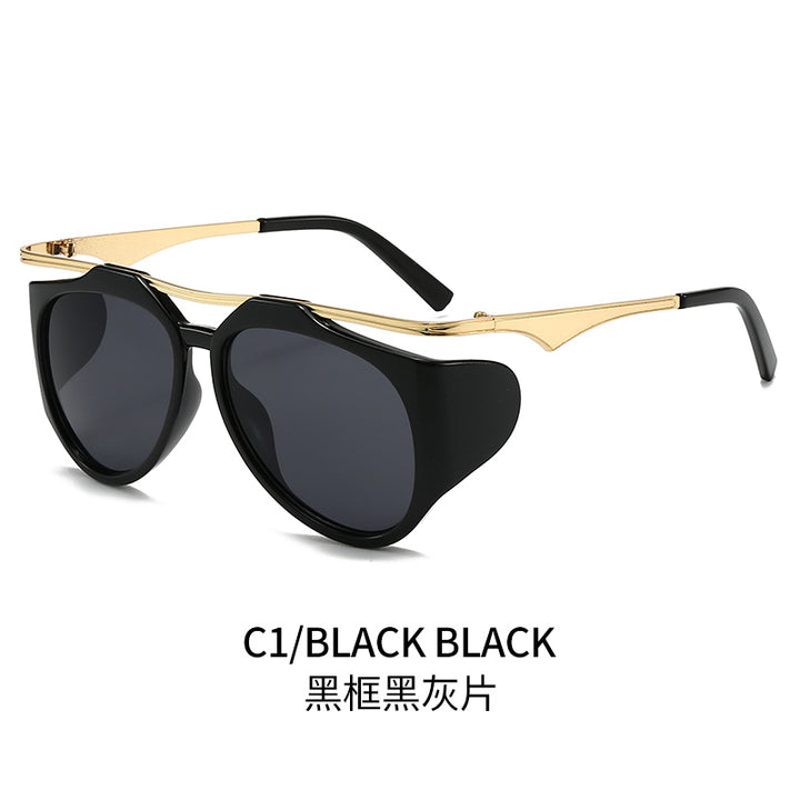 Dame Modis sport solbrille med oversized ramme og gull aksenter Luvikno