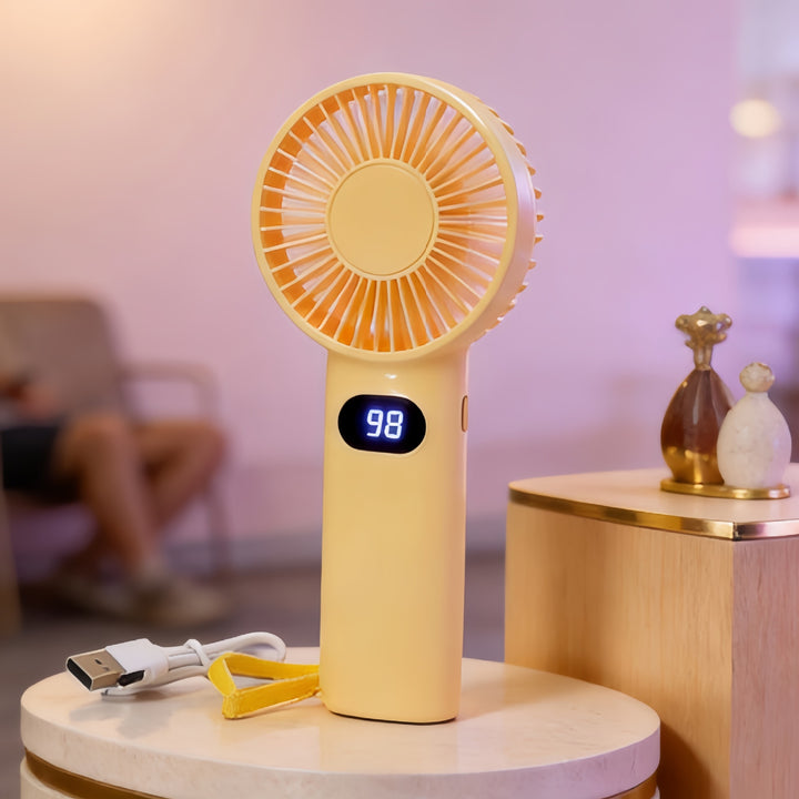 Damehåndvifte med digitalt temperaturdisplay Luvikno