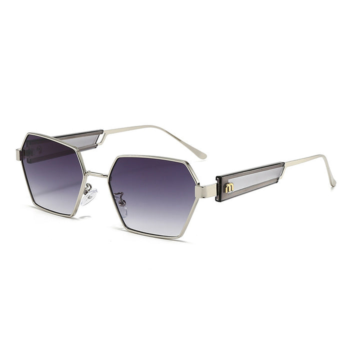 Dame Hexagon solbrille med luksuriøse metallakenter Luvikno