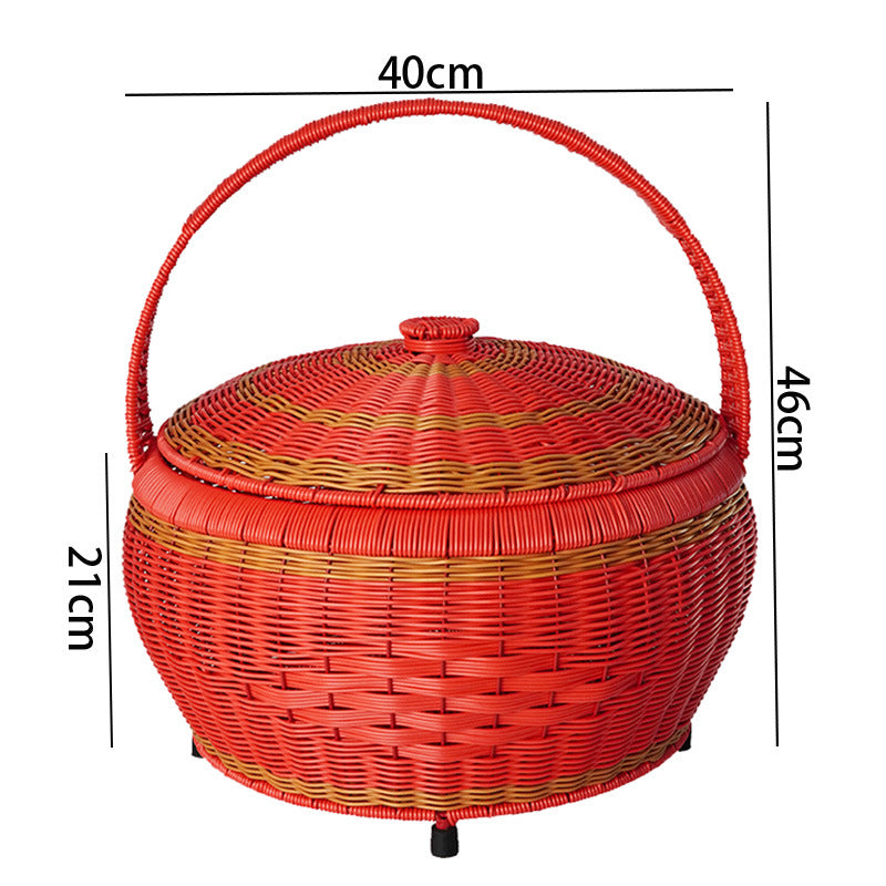 Dame Rattan Oppbevaringskurv med Lokk Luvikno