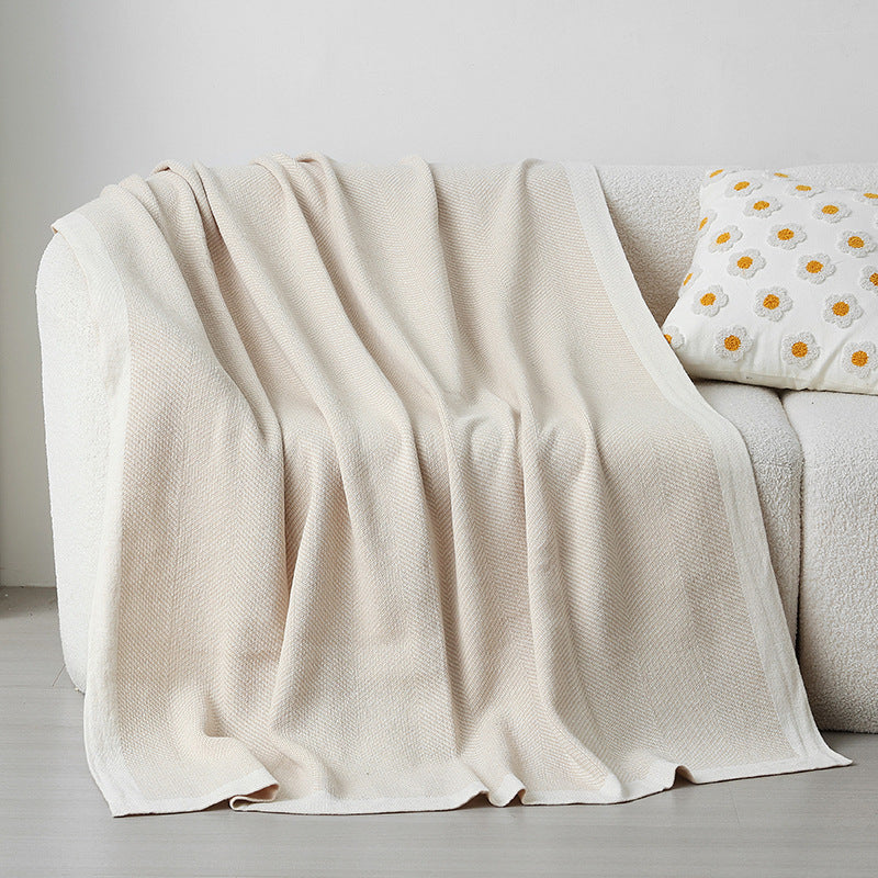 Kvinnelig Elegant Snuggle Blanket laget av Myk Strikk med Geometrisk Mønster Luvikno
