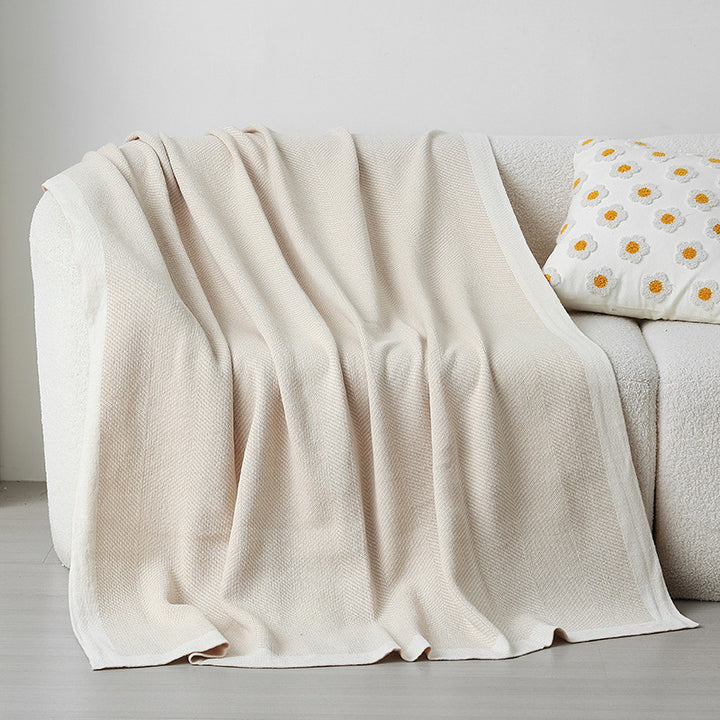 Kvinnelig Elegant Snuggle Blanket laget av Myk Strikk med Geometrisk Mønster Luvikno