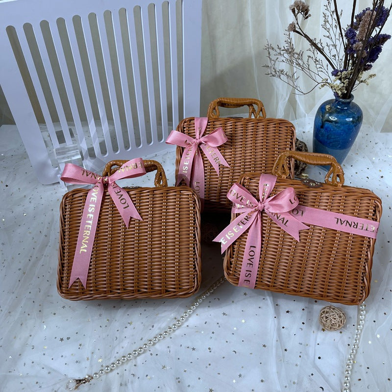 Dame klassisk Rattan Håndveske Luvikno