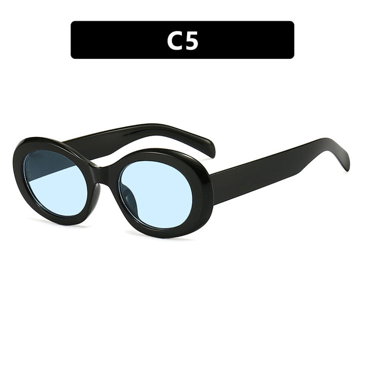 Dame moteriktig solbrille i original oval design med transparent ramme og UV-beskyttelse Luvikno