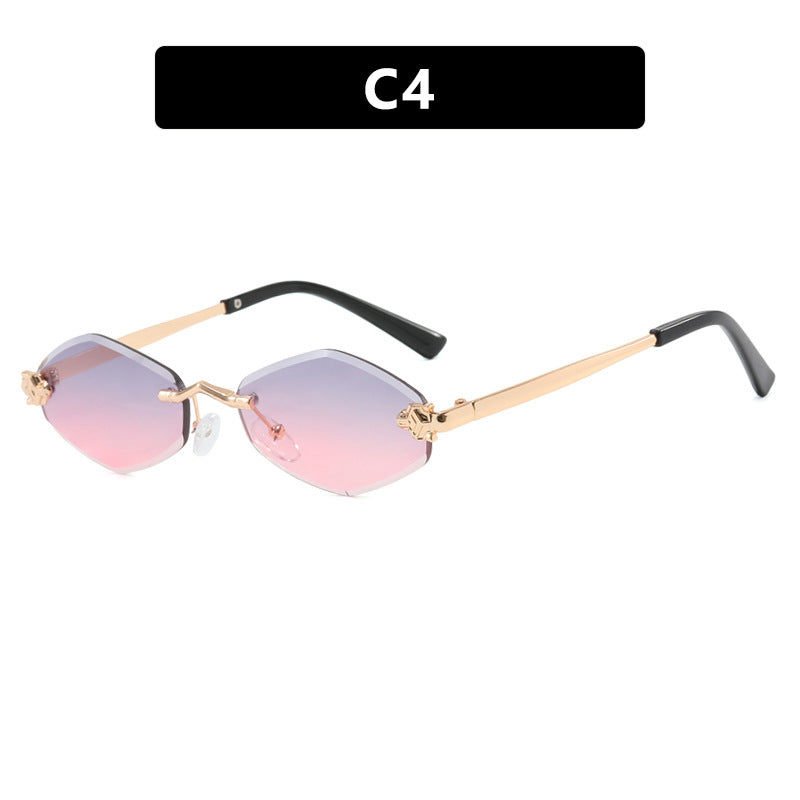 Dame geometrisk solbrille med dobbelt metallramme og beskyttende linser Luvikno