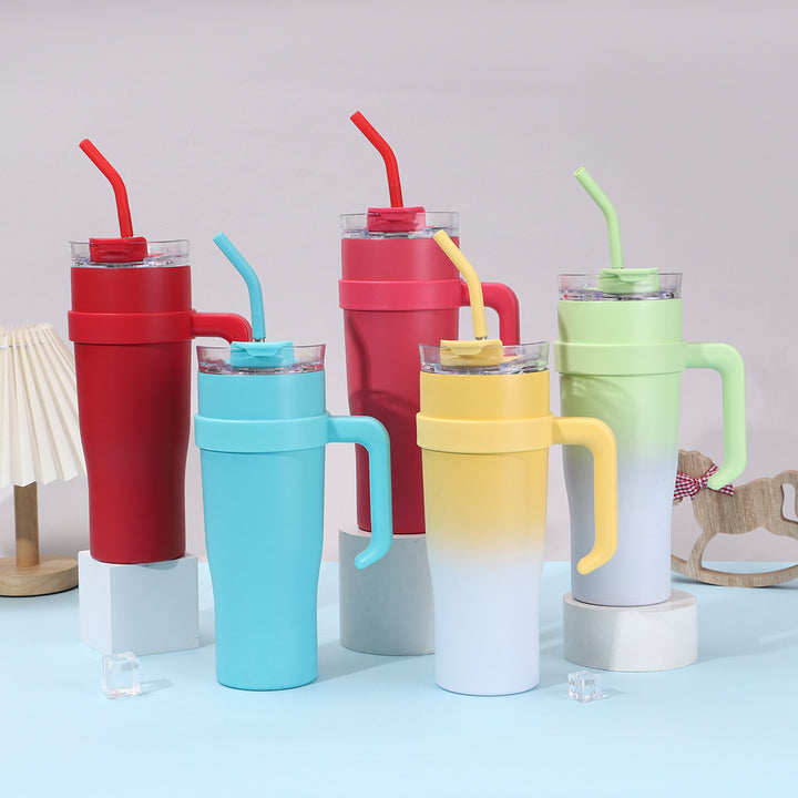 Dame Isolasjonskopp med plastgrep og integrert sugerør Luvikno