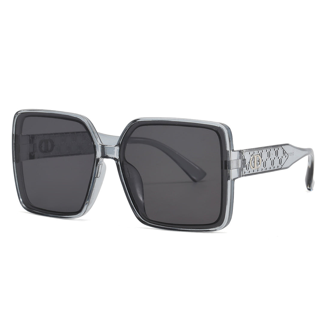 Damer moterik firkantet solbrille med gjennomsiktig design Luvikno