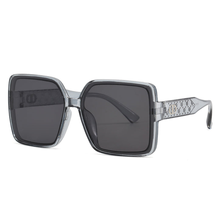 Damer moterik firkantet solbrille med gjennomsiktig design Luvikno