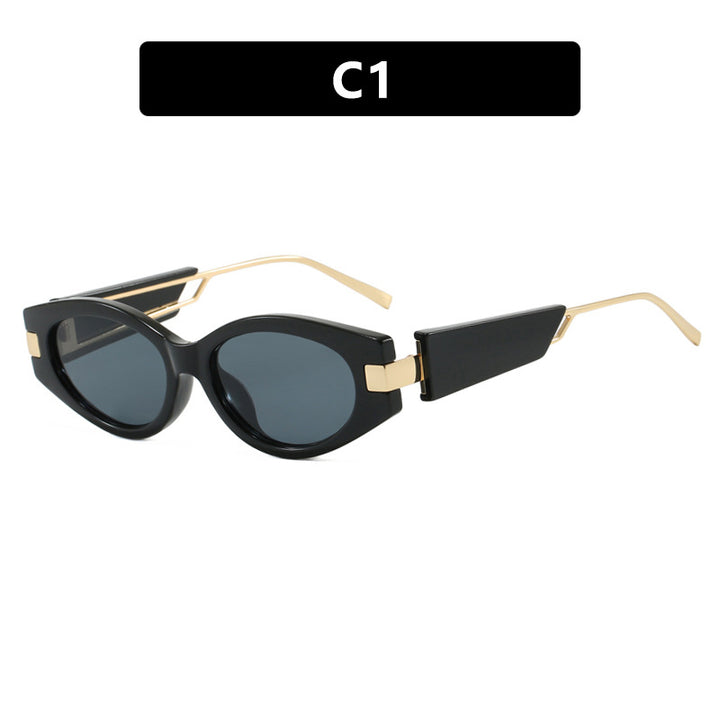 Dame elegant Cat-Eye solbriller med gullige detaljer Luvikno