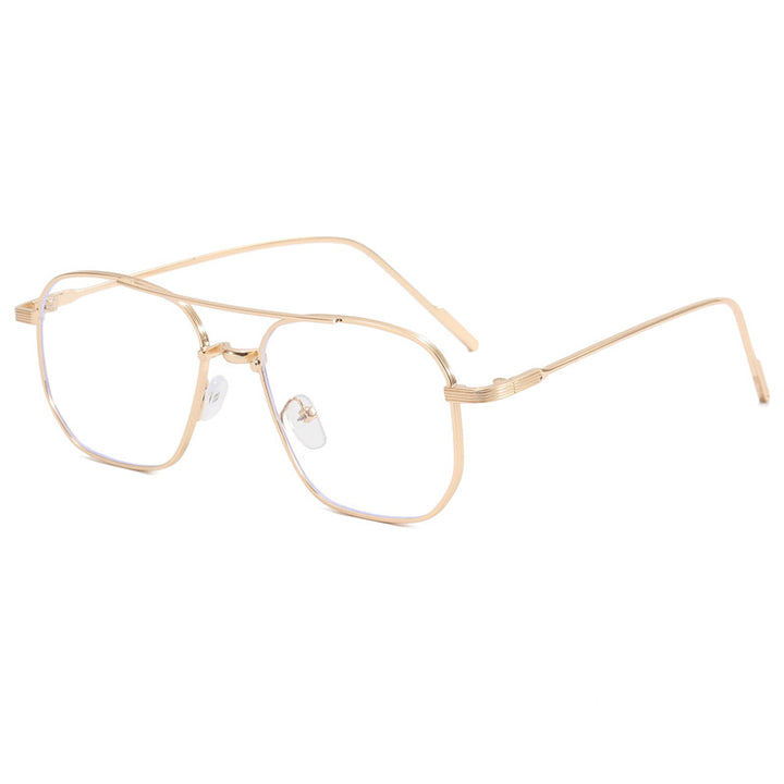 Dame moteriktig geometrisk brille med elegant metallramme Luvikno