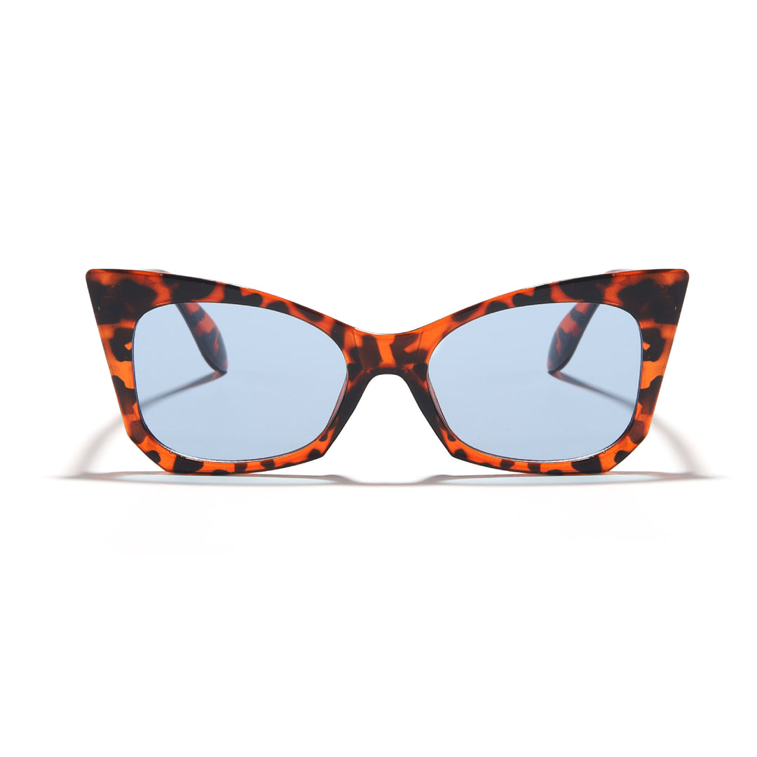 Dame solbrille i trendy katteøye-design med iøynefallende leopardmønster Luvikno