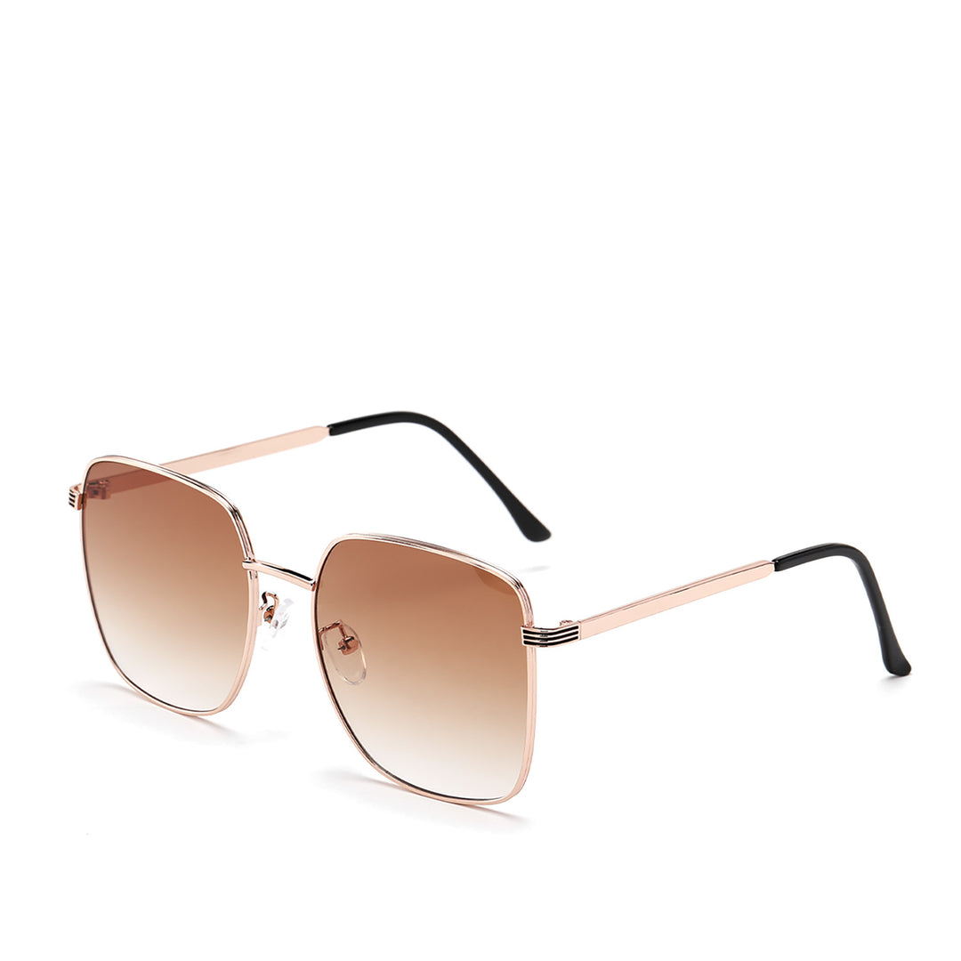 Dame kvadratisk solbrille med elegant metallramme og speilende glass Luvikno