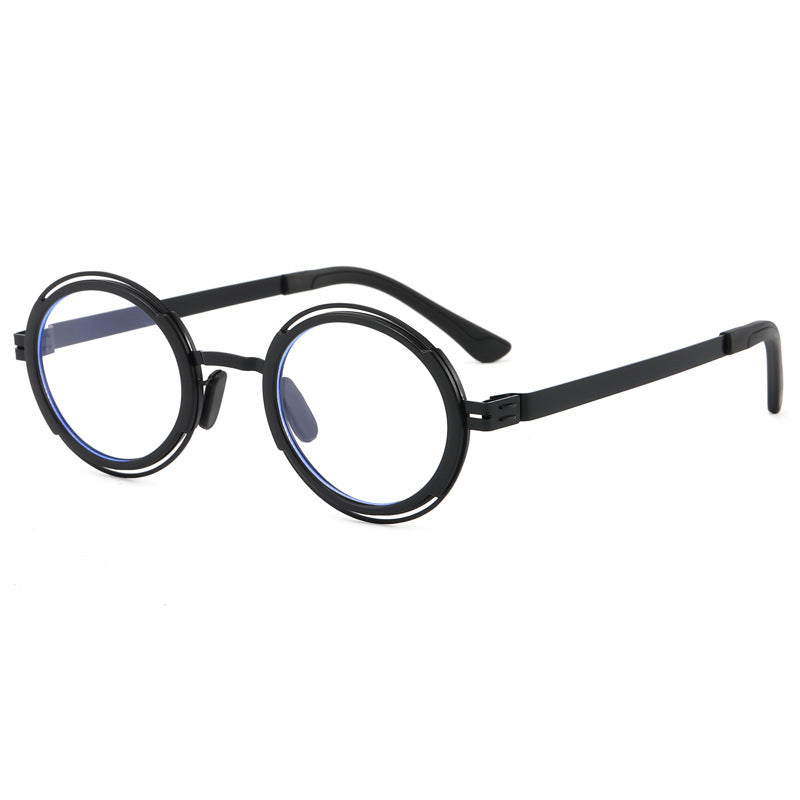 Damer moteriktig rund solbrille med elegant metallramme Luvikno