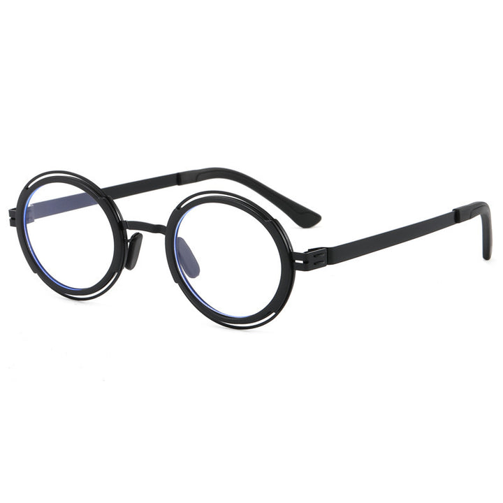 Damer moteriktig rund solbrille med elegant metallramme Luvikno