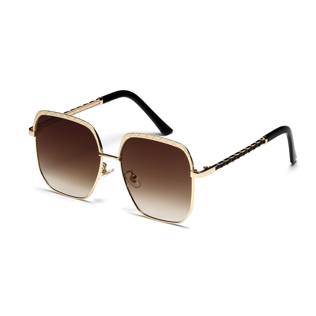 Dame moteriktig oversized solbrille i geometrisk design Luvikno