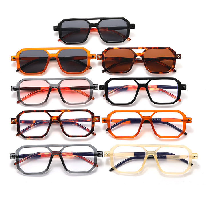 Dame modische Achteck solbrille Luvikno