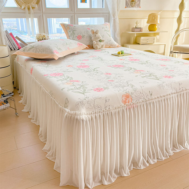 Dame Elegant og dekorativ sengeteppe-sett med lyst blomsterdesign Luvikno