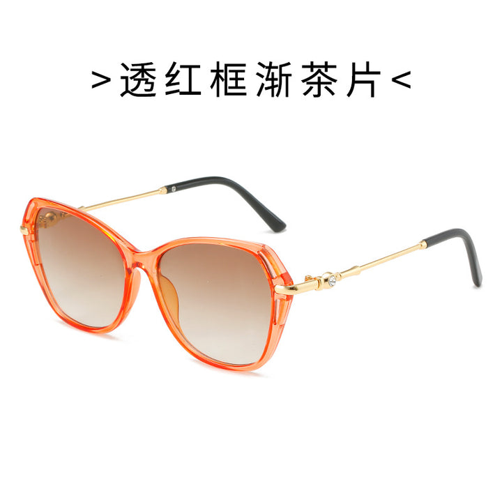 Dame moter Cat-Eye solbrille med elegant metallramme Luvikno