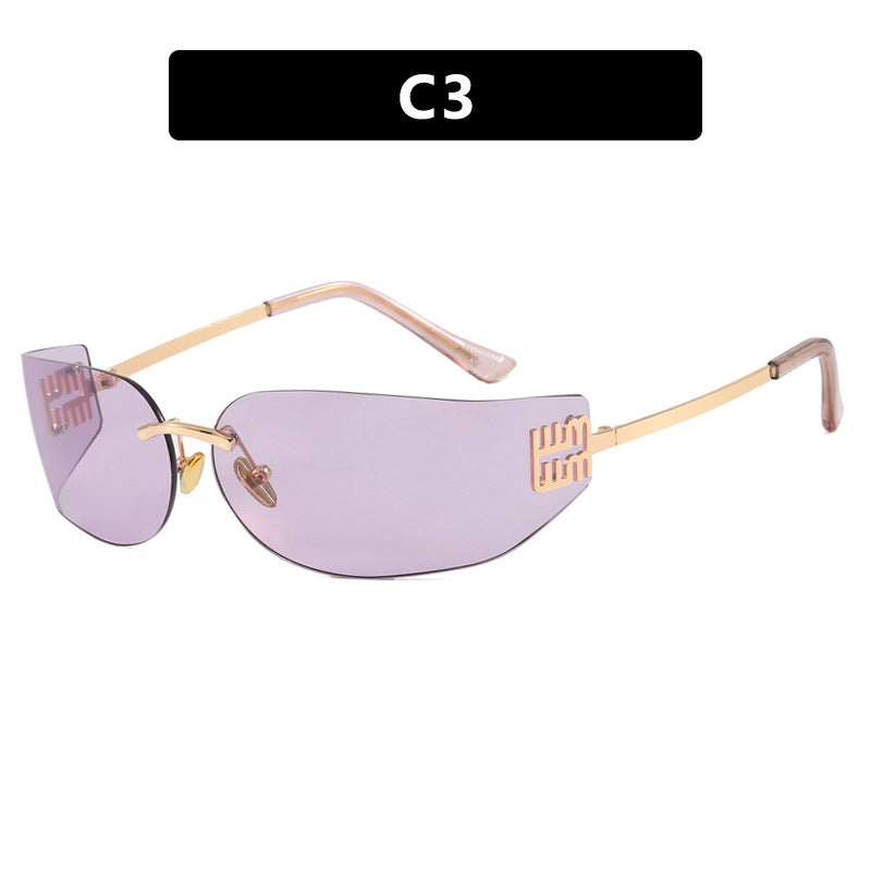 Dame futuristisk designer solbrille med uvanlig ramme og UV-beskyttelse Luvikno
