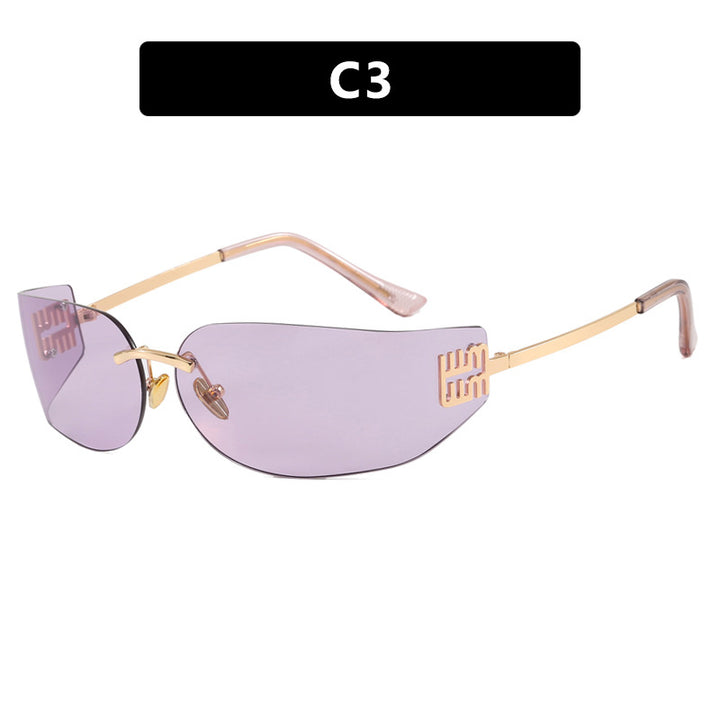 Dame futuristisk designer solbrille med uvanlig ramme og UV-beskyttelse Luvikno