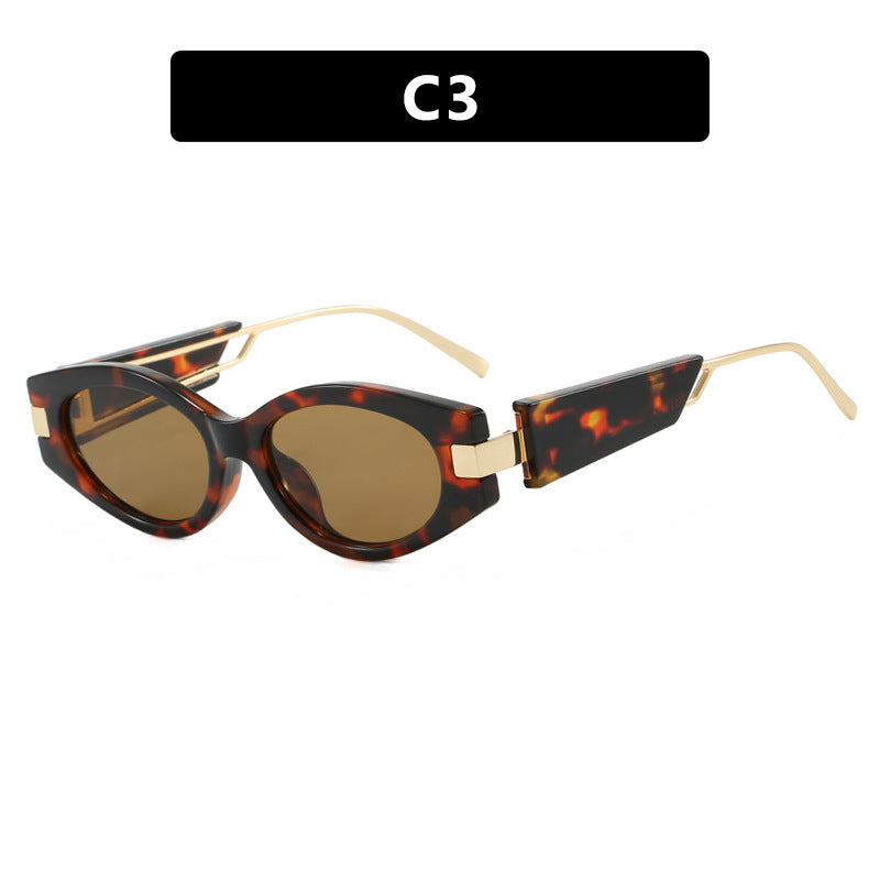 Dame elegant Cat-Eye solbriller med gullige detaljer Luvikno