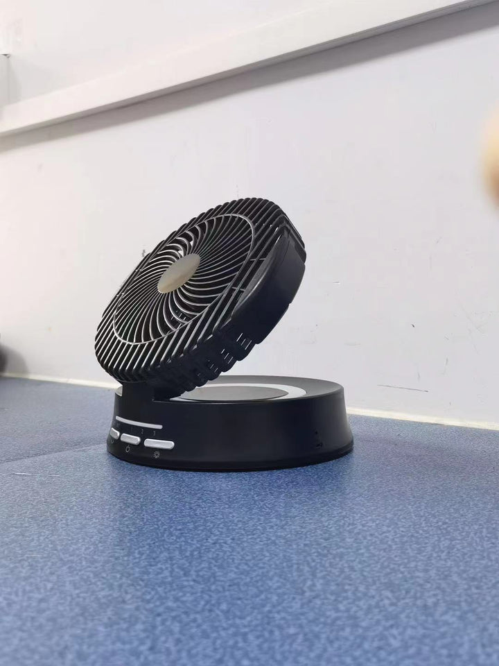 Unisex nan bærbar oscillerende USB skrivebords vifte med justerbar helning tre hastigheter stille motor og LED nattlys Luvikno
