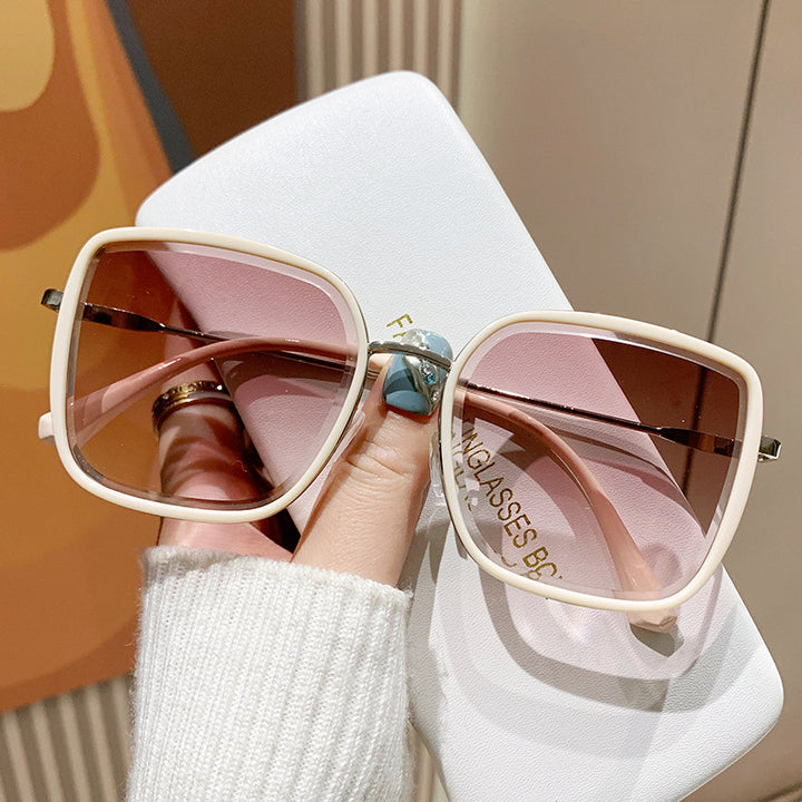 Dame oversized solbriller med elegant metallramme og polariserte linser Luvikno