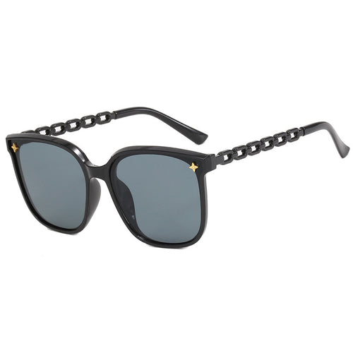 Dame moteriktig solbrille med stilige kjedeakenter Luvikno