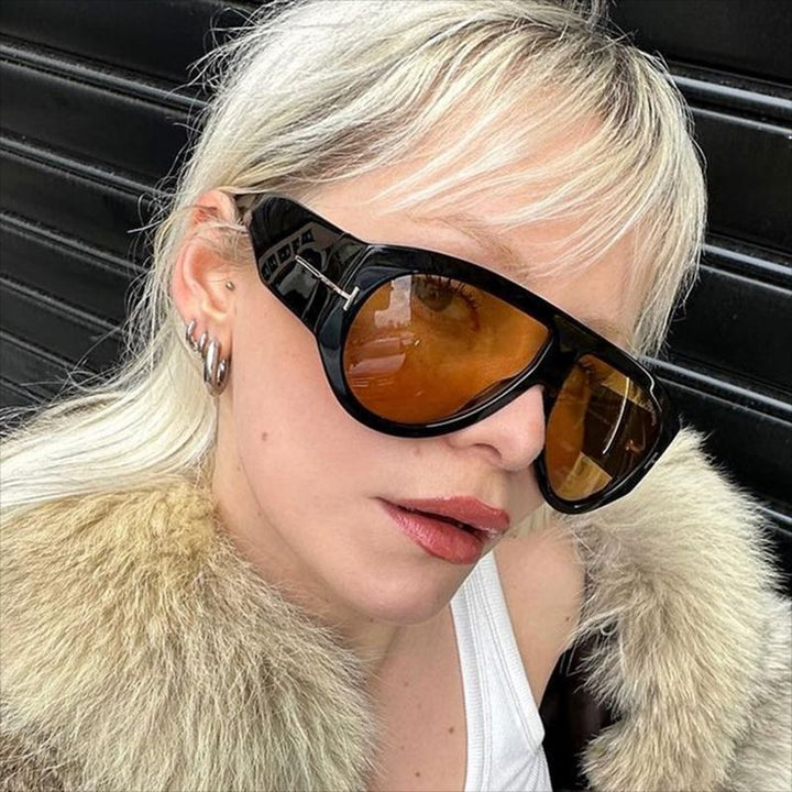 Dame moteriktig oversized solbriller i retrostil Luvikno