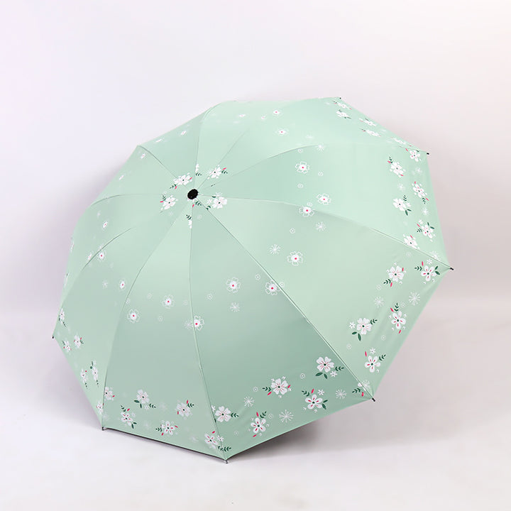 Kvinnes stilige sammenleggbare paraply med blomsterdesign Luvikno