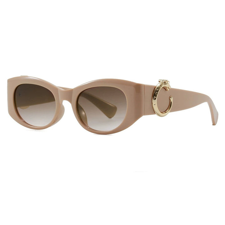 Dame elegant Cat-Eye solbriller med gulldetaljer Luvikno