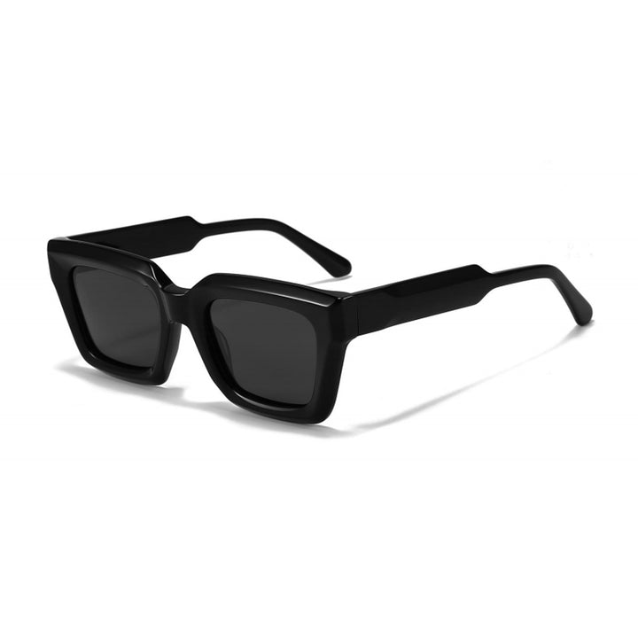 Dame firkantet solbrille med moderne plastikkinnestel og myke linser Luvikno