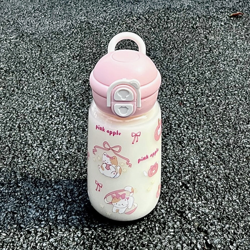 Damen Isolier-Trinkflasche mit verspieltem Tierdesign und sichergestelltem Klappverschluss Luvikno